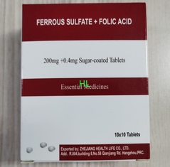 China Eisensulfat + Folsäure Tabletten 200MG + 0,4MG BP / USP Arzneimittel fournisseur